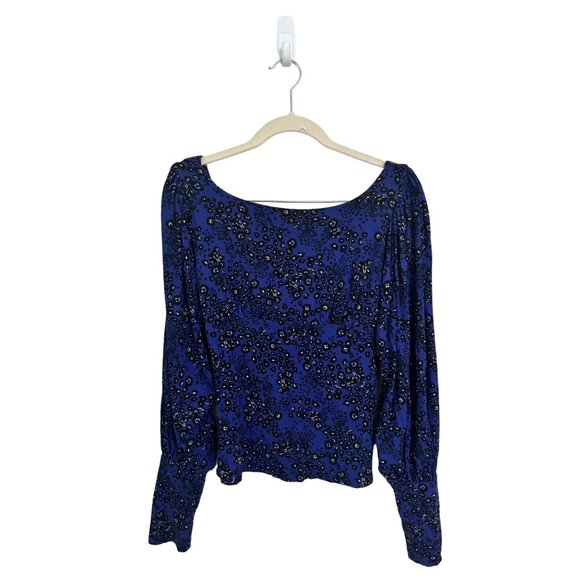 Free People Miss You top with ballon sleeves low cut back cropped size XS - Picture 2 of 5